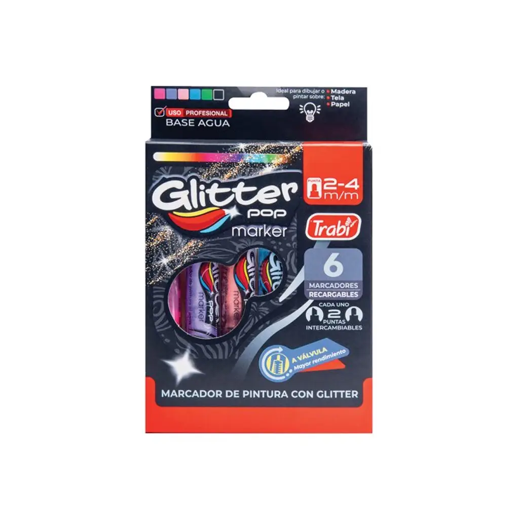 Marcador a Válvula con Glitter