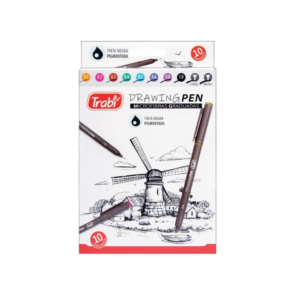 Microfibras Graduadas Drawing Pen x10 Surtido